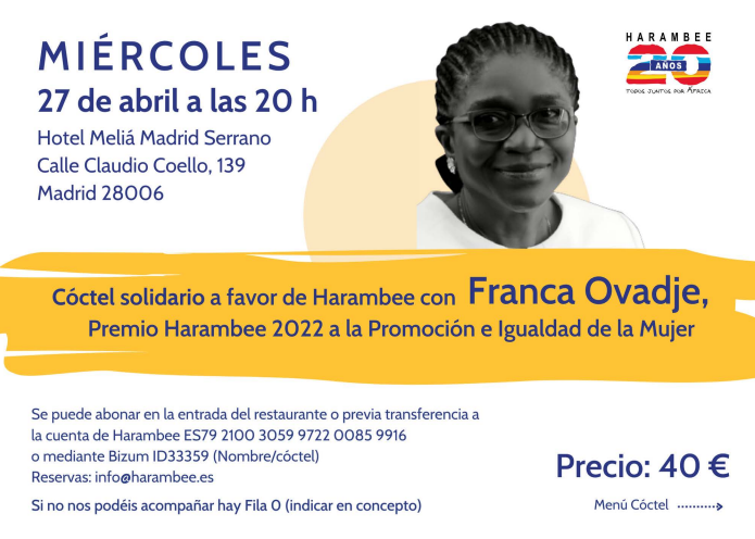 Cóctel Solidario con Franca Ovadje - Noticias Harambee ONGD